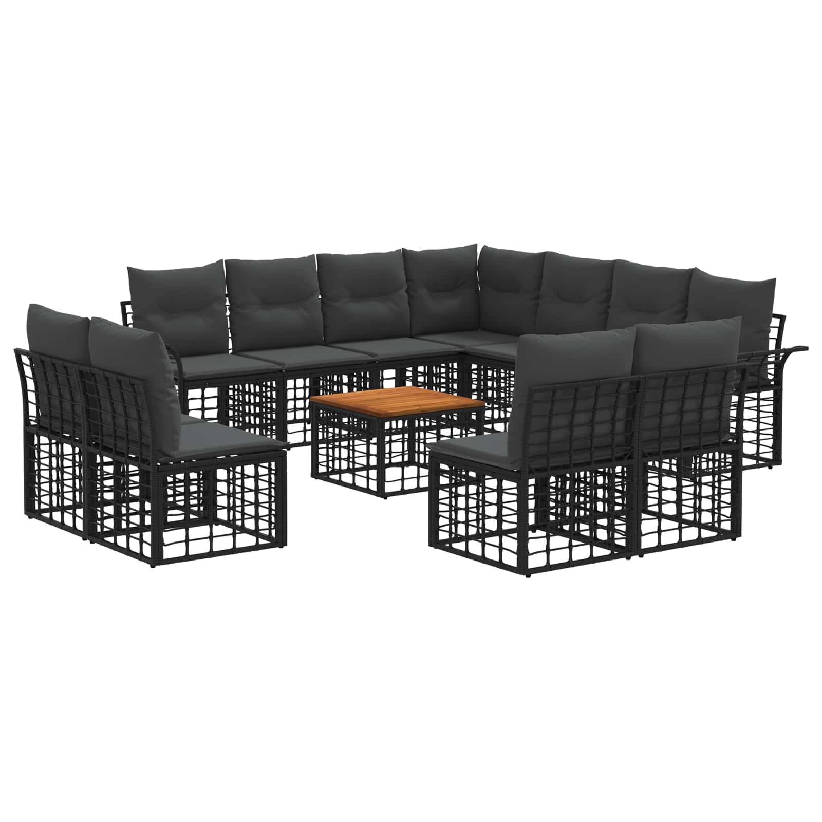 Outdoor-Sofagarnitur 12 pcs Schwarz und Dunkelgrau Polyester
