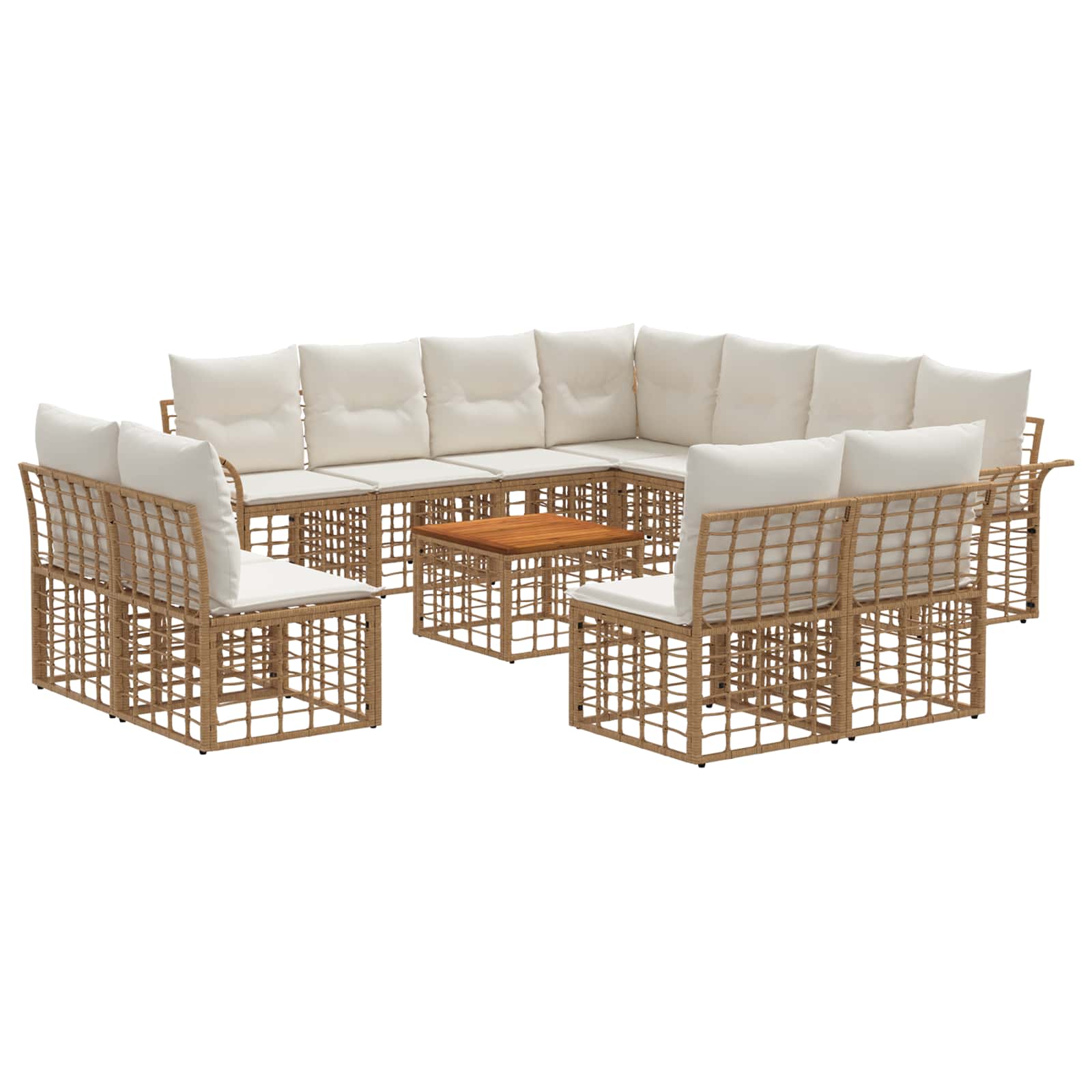 Outdoor-Sofagarnitur 12 pcs Natürlich und Cremweiß Polyester