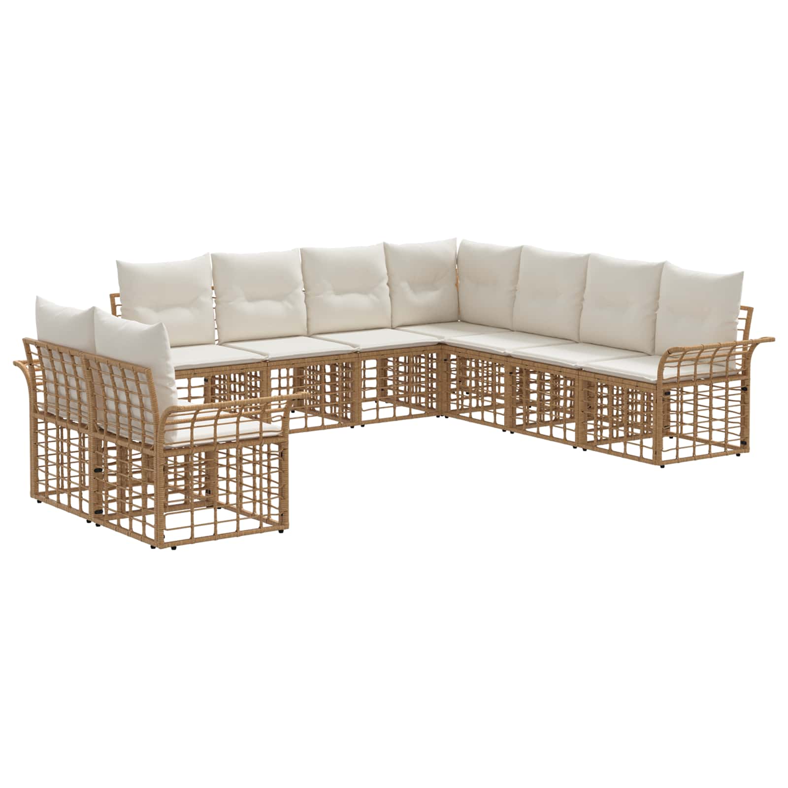 Outdoor-Sofagarnitur 9 pcs Natürlich und Cremweiß Polyester
