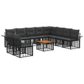 Outdoor-Sofagarnitur 11 pcs Schwarz und Dunkelgrau Polyester