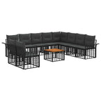 Outdoor-Sofagarnitur 11 pcs Schwarz und Dunkelgrau Polyester