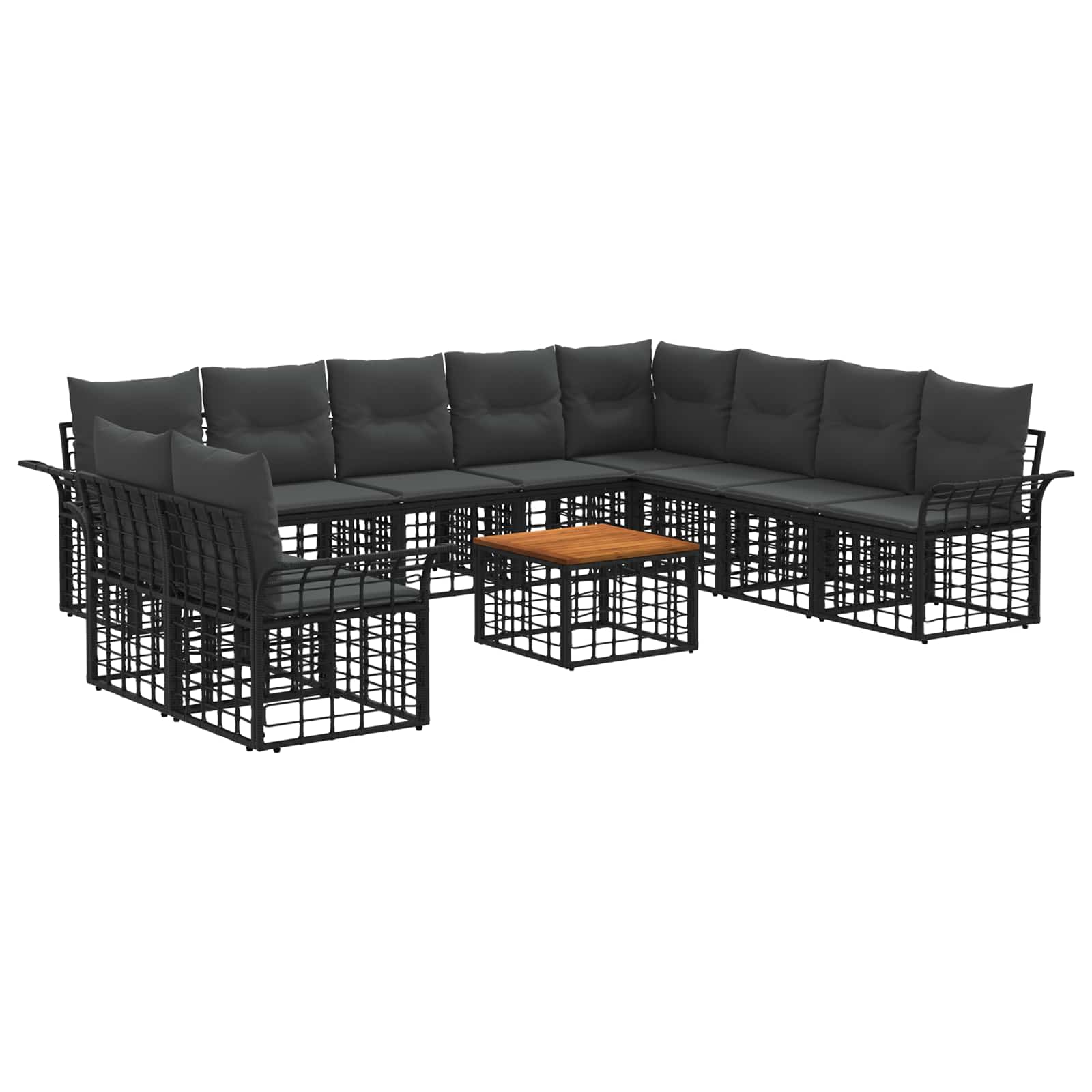 Outdoor-Sofagarnitur 11 pcs Schwarz und Dunkelgrau Polyester
