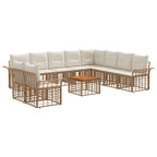 Outdoor-Sofagarnitur 11 pcs Natürlich und Cremweiß Polyester