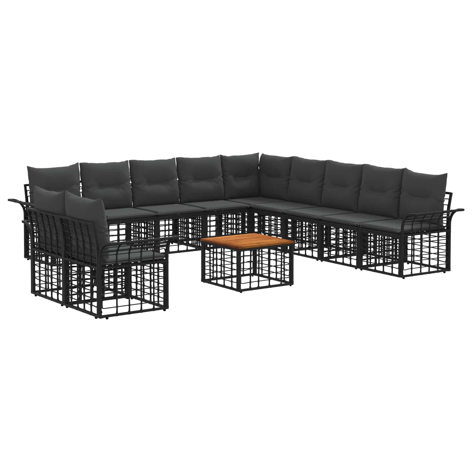 Outdoor-Sofagarnitur 12 pcs Schwarz und Dunkelgrau Polyester