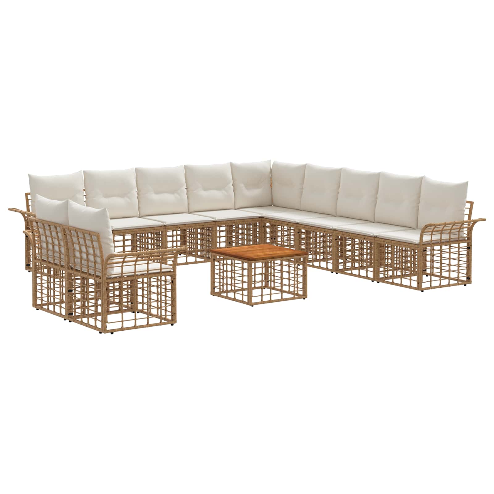 Outdoor-Sofagarnitur 12 pcs Natürlich und Cremweiß Polyester