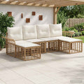 Outdoor-Sofagarnitur 6 pcs Natürlich und Cremweiß Polyester