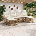 Outdoor-Sofagarnitur 6 pcs Natürlich und Cremweiß Polyester