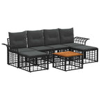 Outdoor-Sofagarnitur 7 pcs Schwarz und Dunkelgrau Polyester