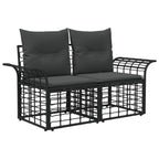 Outdoor-Sofagarnitur 7 pcs Schwarz und Dunkelgrau Polyester