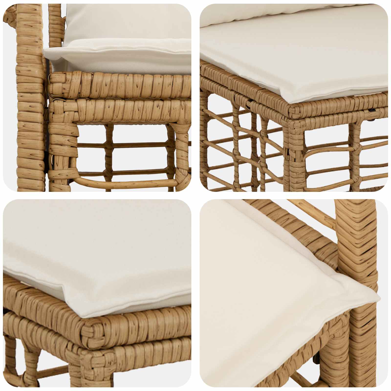 Outdoor-Sofagarnitur 6 pcs Natürlich und Cremweiß Polyester