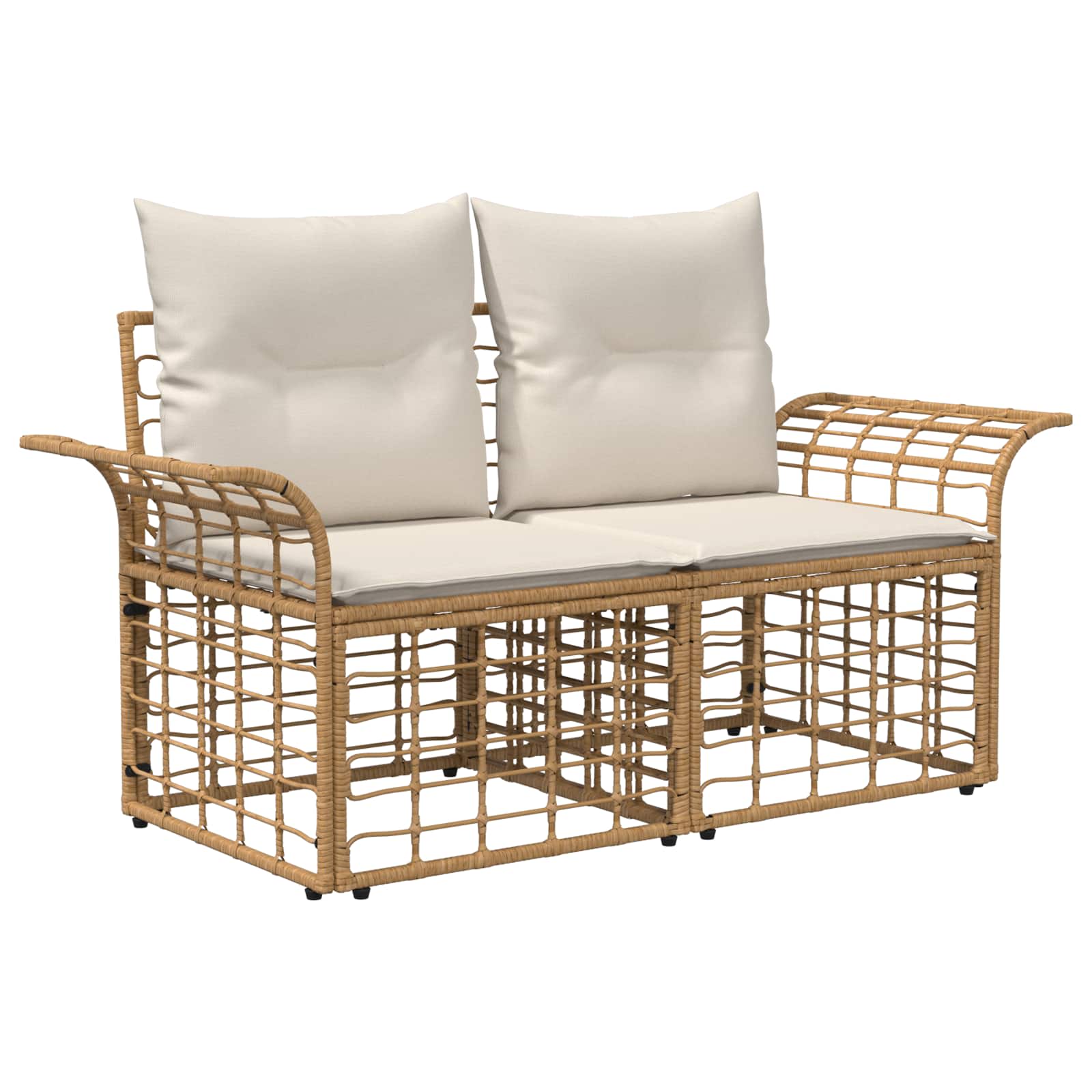 Outdoor-Sofagarnitur 6 pcs Natürlich und Cremweiß Polyester