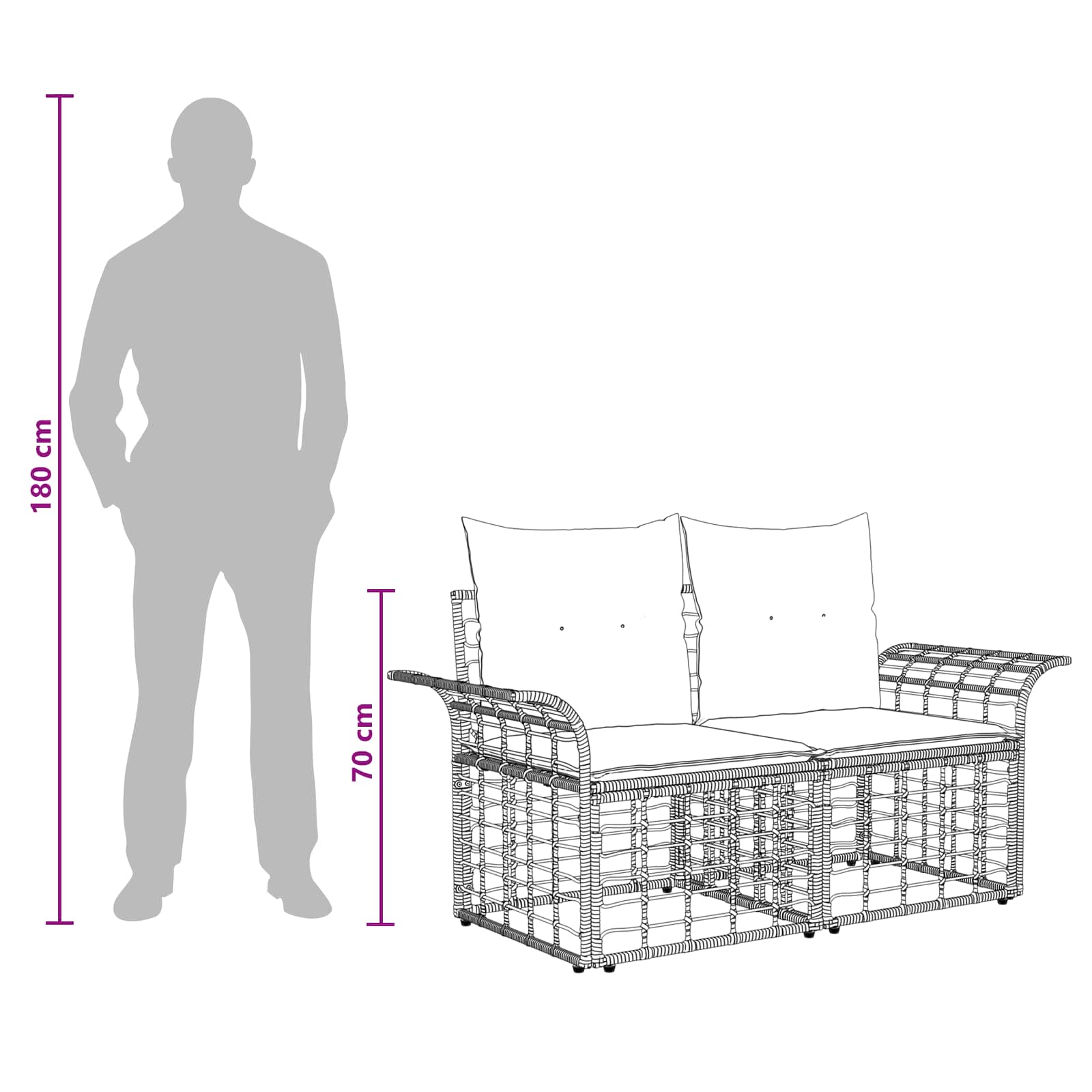 Outdoor-Sofagarnitur 6 pcs Natürlich und Cremweiß Polyester