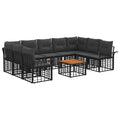 Outdoor-Sofagarnitur 10 pcs Schwarz und Dunkelgrau Polyester