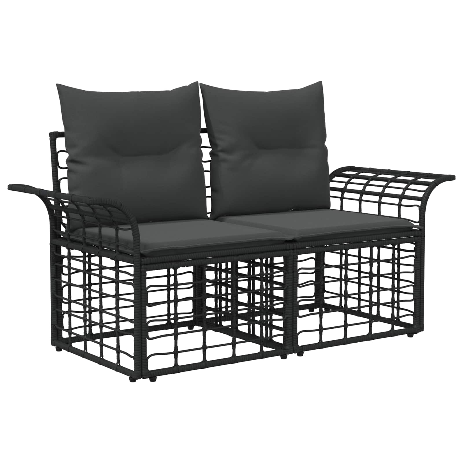 Outdoor-Sofagarnitur 10 pcs Schwarz und Dunkelgrau Polyester