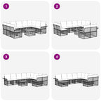Outdoor-Sofagarnitur 10 pcs Schwarz und Dunkelgrau Polyester