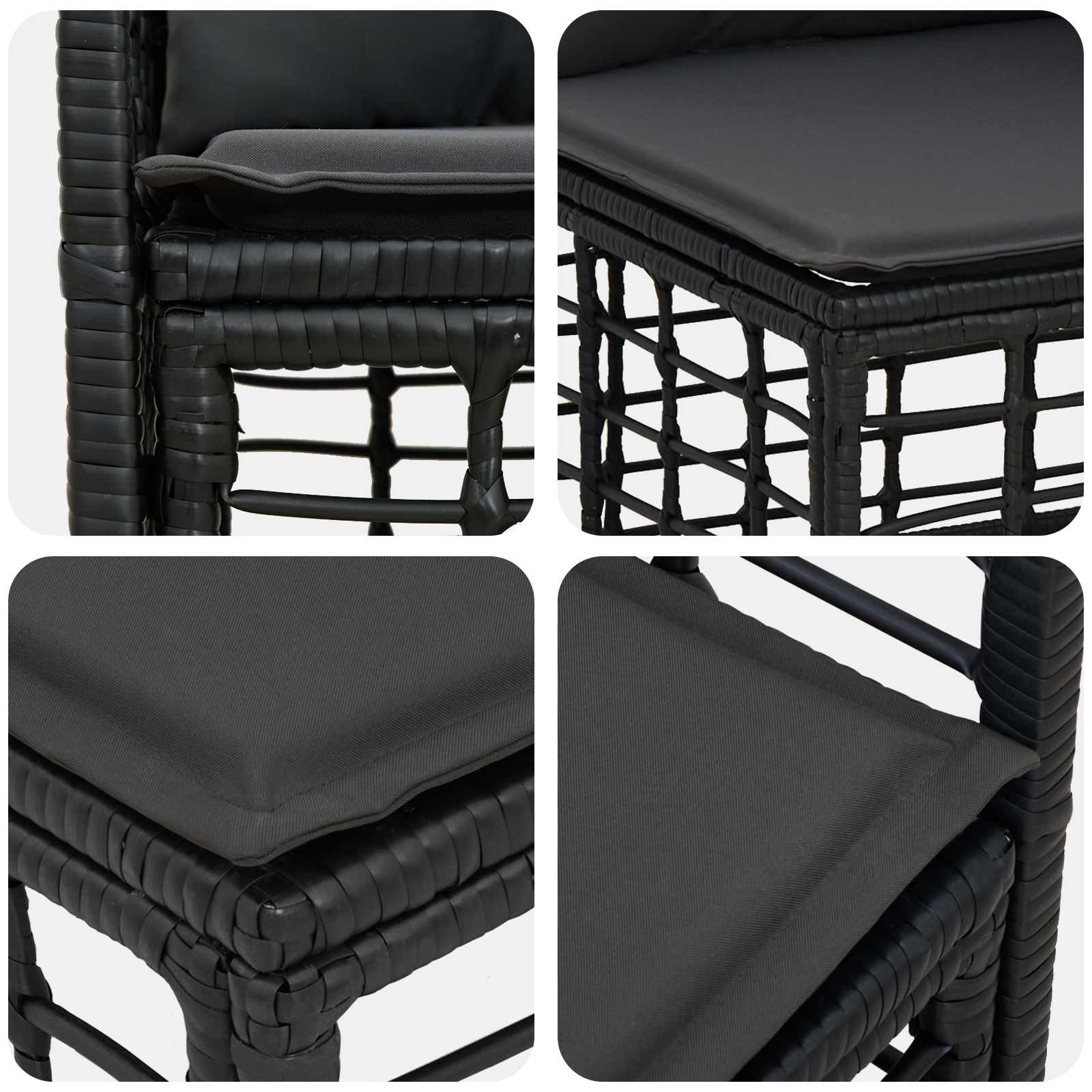 Outdoor-Sofagarnitur 10 pcs Schwarz und Dunkelgrau Polyester