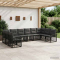Outdoor-Sofagarnitur 10 pcs Schwarz und Dunkelgrau Polyester