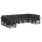 Outdoor-Sofagarnitur 10 pcs Schwarz und Dunkelgrau Polyester