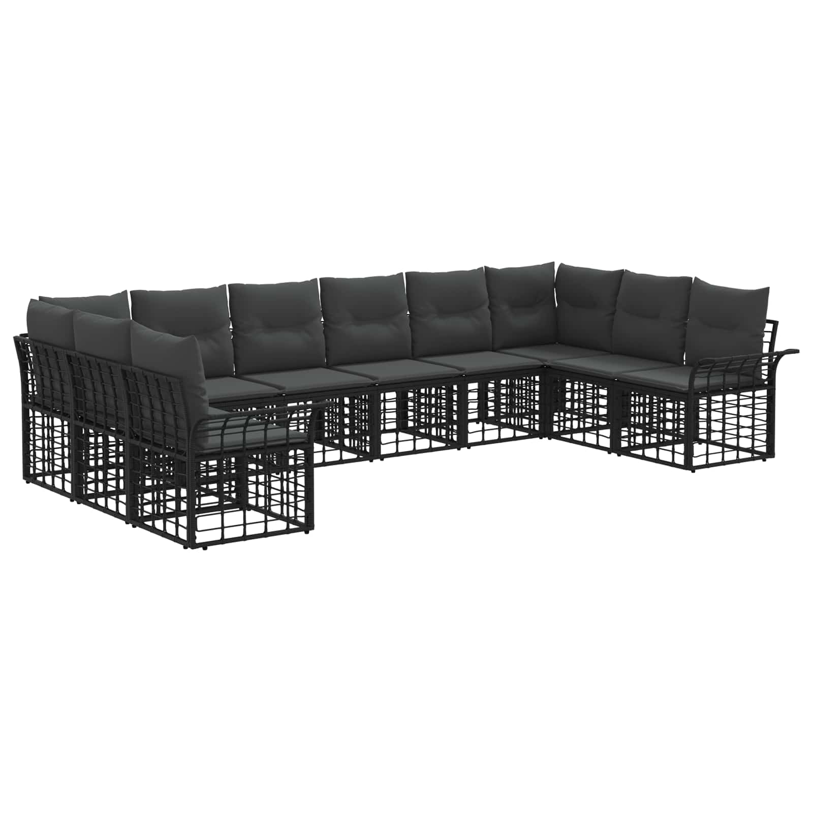 Outdoor-Sofagarnitur 10 pcs Schwarz und Dunkelgrau Polyester