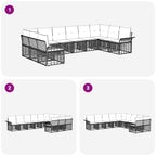 Outdoor-Sofagarnitur 10 pcs Schwarz und Dunkelgrau Polyester