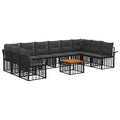 Outdoor-Sofagarnitur 11 pcs Schwarz und Dunkelgrau Polyester