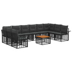 Outdoor-Sofagarnitur 11 pcs Schwarz und Dunkelgrau Polyester