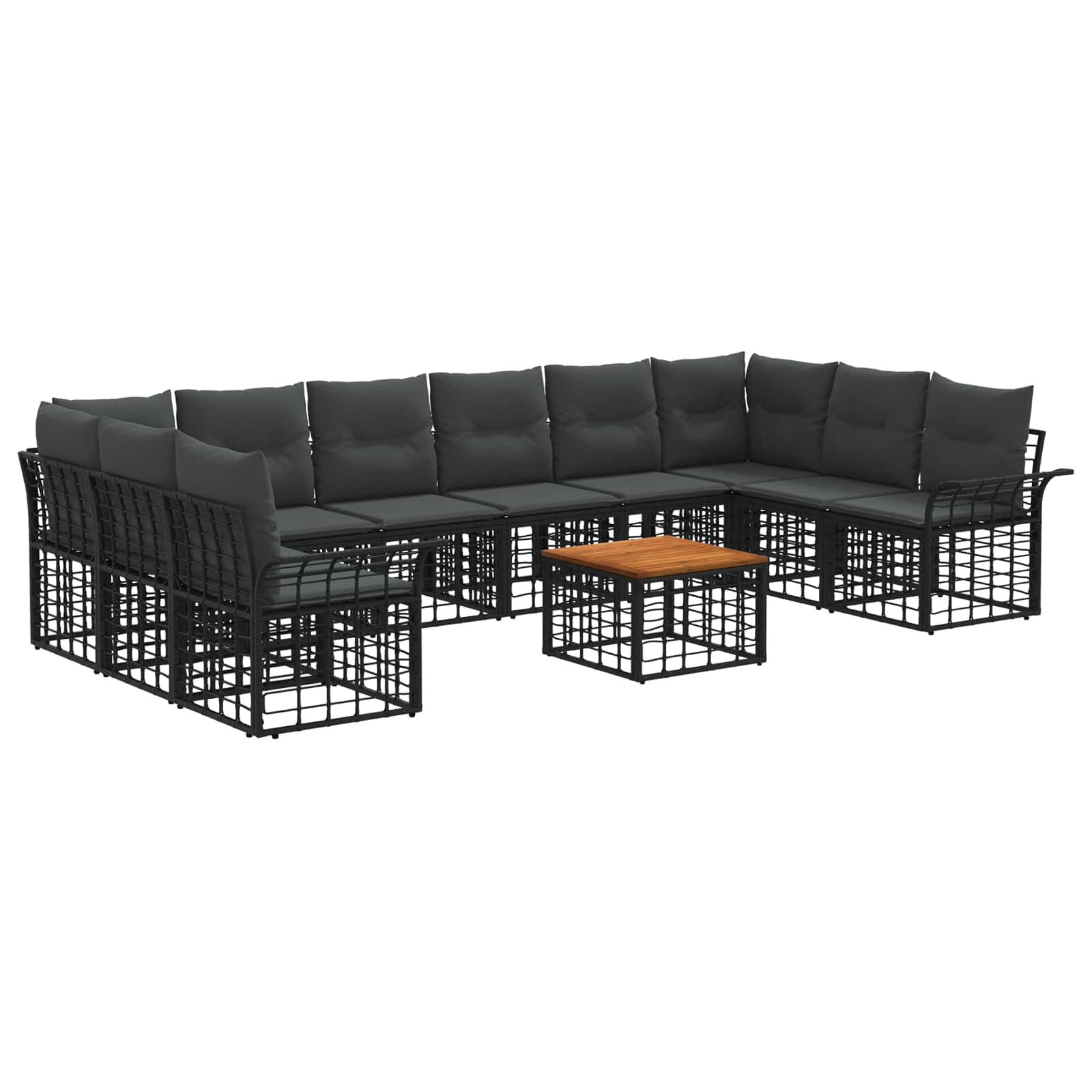 Outdoor-Sofagarnitur 11 pcs Schwarz und Dunkelgrau Polyester