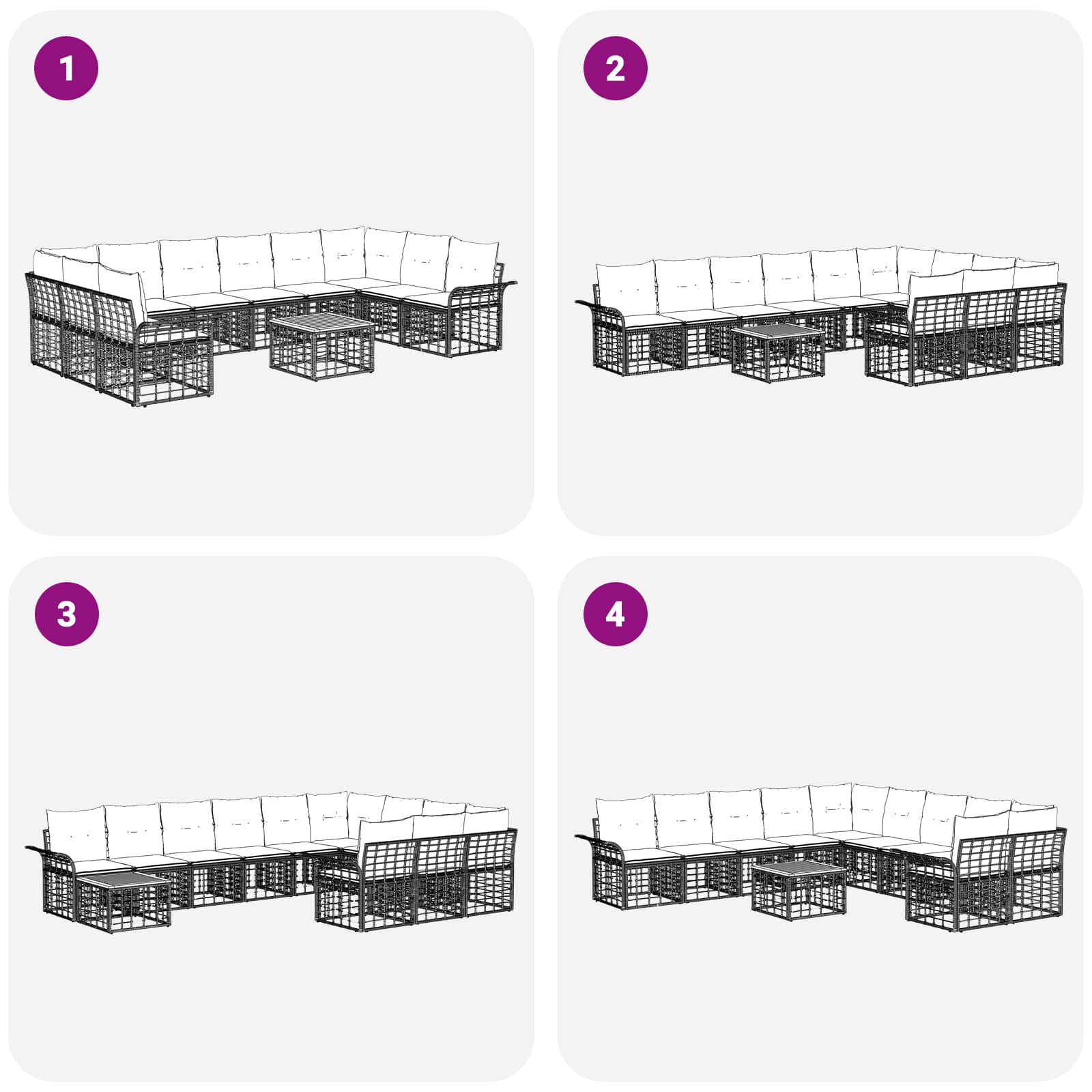 Outdoor-Sofagarnitur 11 pcs Schwarz und Dunkelgrau Polyester