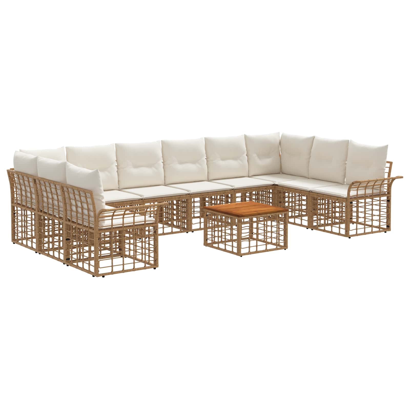 Outdoor-Sofagarnitur 11 pcs Natürlich und Cremweiß Polyester