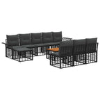 Outdoor-Sofagarnitur 11 pcs Schwarz und Dunkelgrau Polyester