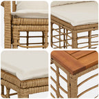 Outdoor-Sofagarnitur 11 pcs Natürlich und Cremweiß Polyester