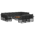 Outdoor-Sofagarnitur 14 pcs Schwarz und Dunkelgrau Polyester