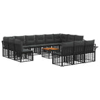 Outdoor-Sofagarnitur 14 pcs Schwarz und Dunkelgrau Polyester