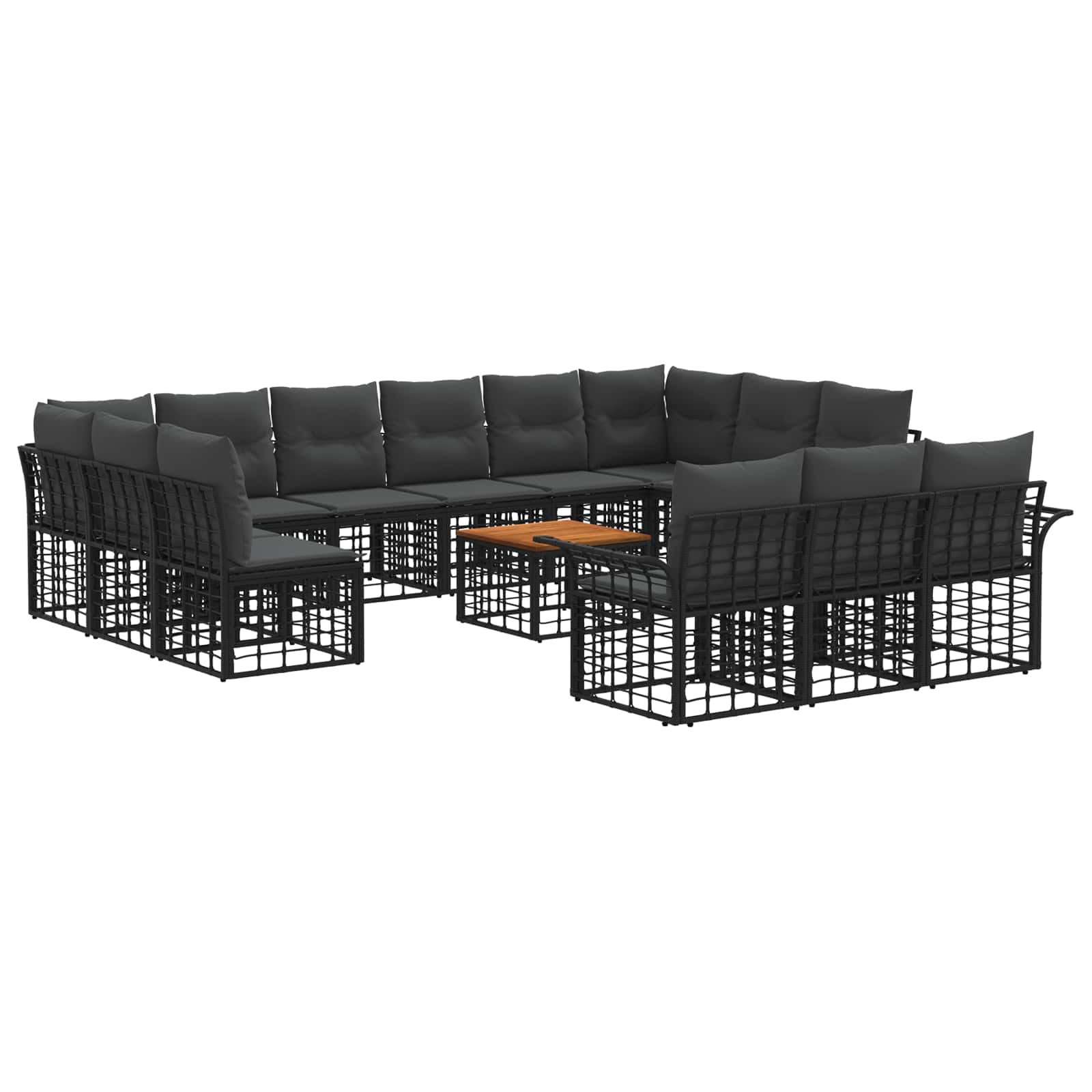 Outdoor-Sofagarnitur 14 pcs Schwarz und Dunkelgrau Polyester