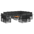 Outdoor-Sofagarnitur 13 pcs Schwarz und Dunkelgrau Polyester