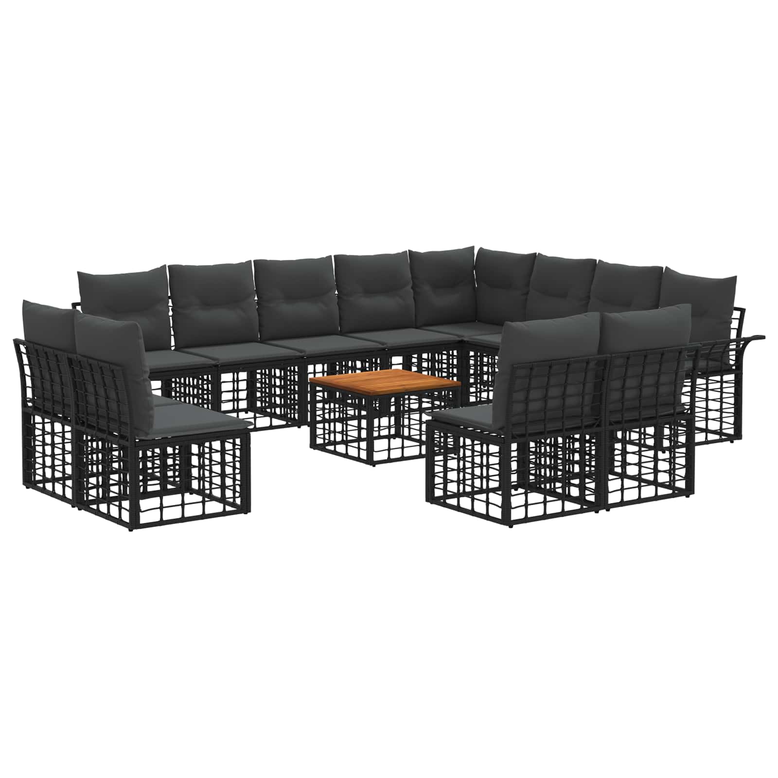 Outdoor-Sofagarnitur 13 pcs Schwarz und Dunkelgrau Polyester