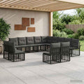 Outdoor-Sofagarnitur 13 pcs Schwarz und Dunkelgrau Polyester