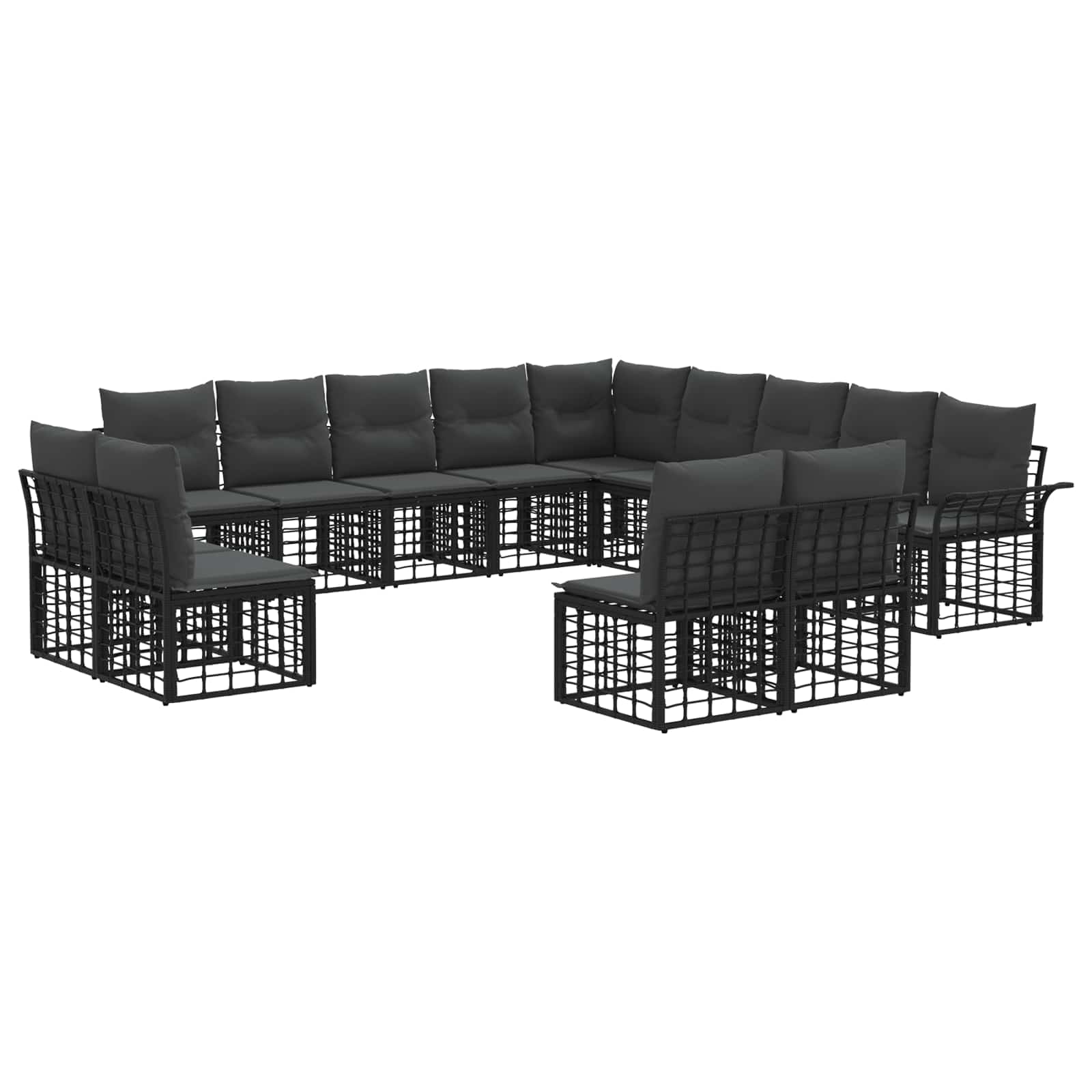 Outdoor-Sofagarnitur 13 pcs Schwarz und Dunkelgrau Polyester