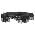 Outdoor-Sofagarnitur 14 pcs Schwarz und Dunkelgrau Polyester