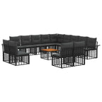 Outdoor-Sofagarnitur 14 pcs Schwarz und Dunkelgrau Polyester