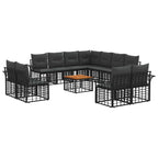 Outdoor-Sofagarnitur 12 pcs Schwarz und Dunkelgrau Polyester