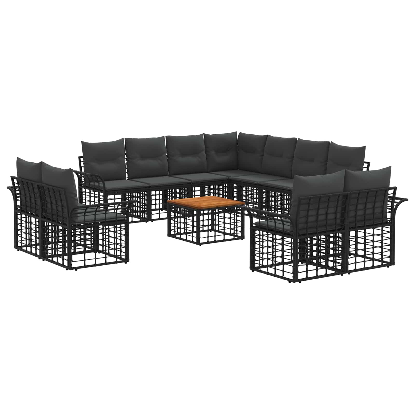 Outdoor-Sofagarnitur 12 pcs Schwarz und Dunkelgrau Polyester