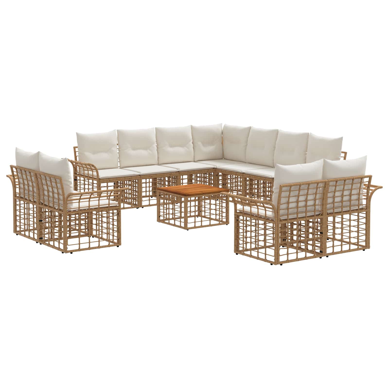Outdoor-Sofagarnitur 12 pcs Natürlich und Cremweiß Polyester