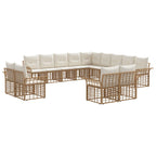 Outdoor-Sofagarnitur 13 pcs Natürlich und Cremweiß Polyester