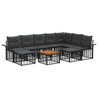 Outdoor-Sofagarnitur 10 pcs Schwarz und Dunkelgrau Polyester