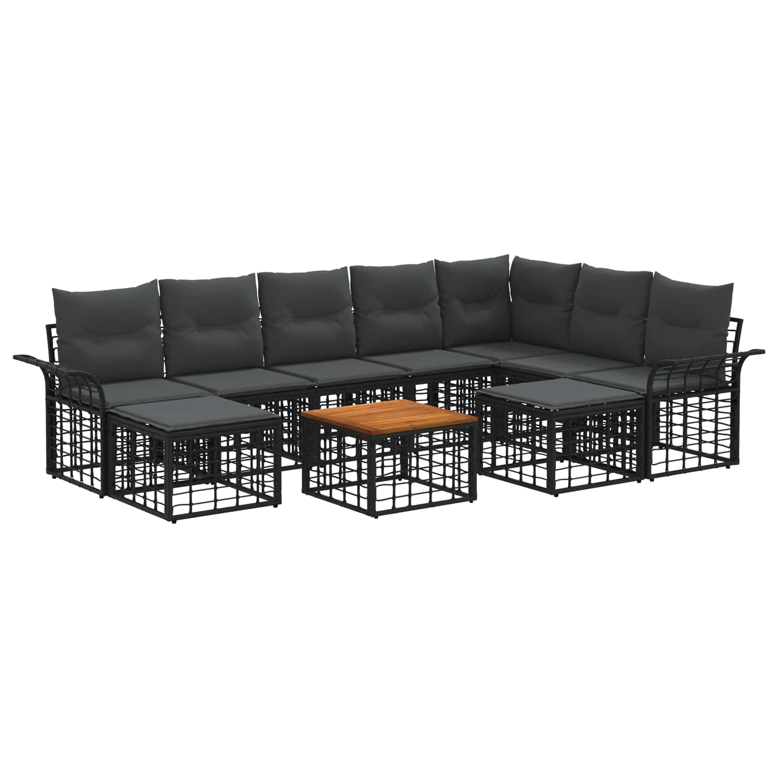 Outdoor-Sofagarnitur 10 pcs Schwarz und Dunkelgrau Polyester