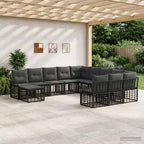 Gartensofa-set 12 pcs Schwarz und Dunkelgrau Poly-Rattan