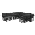 Gartensofa-set 12 pcs Schwarz und Dunkelgrau Poly-Rattan