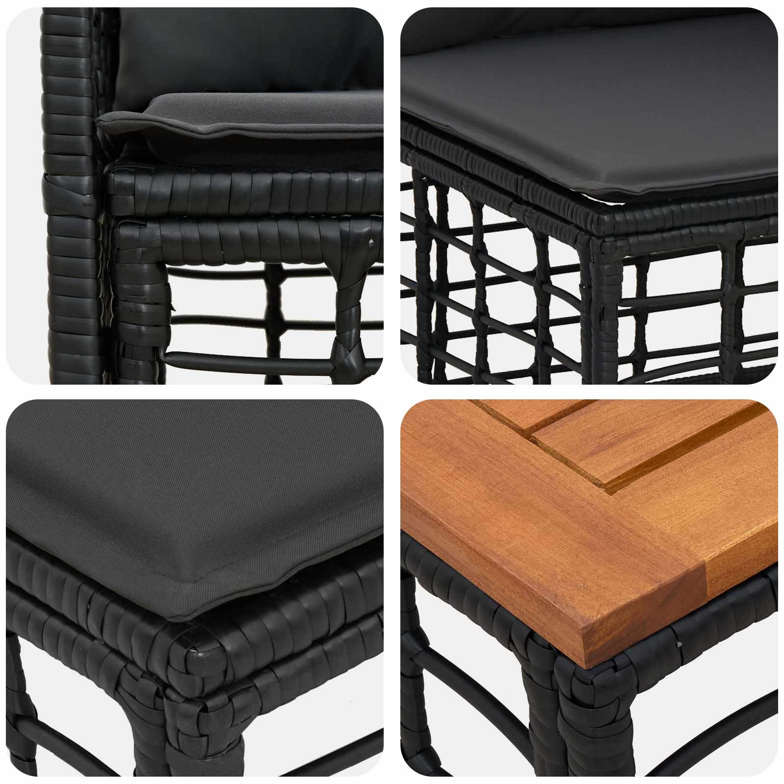 Gartensofa-set 13-tlg. Schwarz und Dunkelgrau Poly Rattan
