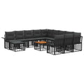Gartensofa-set 13-tlg. Schwarz und Dunkelgrau Poly Rattan